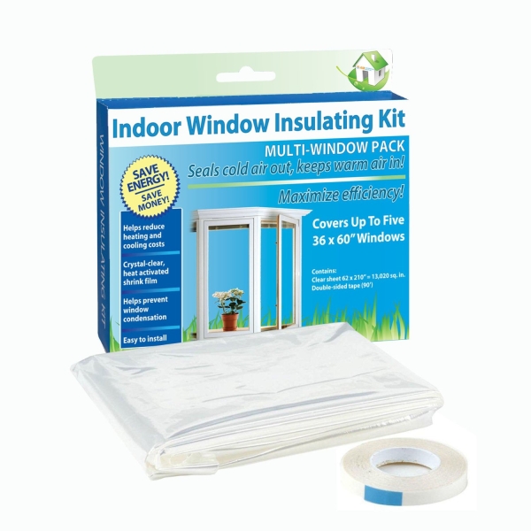 Clear Window Kit Indoor Plastic Shrink Film with Mounting Tape Heat Insulation 
